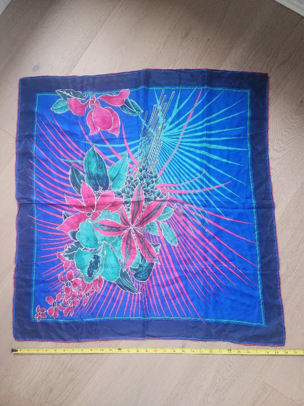 Vibrant tropical flowers silk scarf